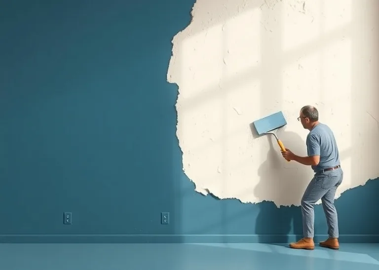 Application d'un enduit décoratif à la lisseuse sur un mur
